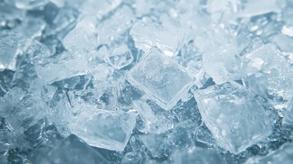 Obraz premium Close-Up of Translucent Ice Chunks with Cool Blue Tones