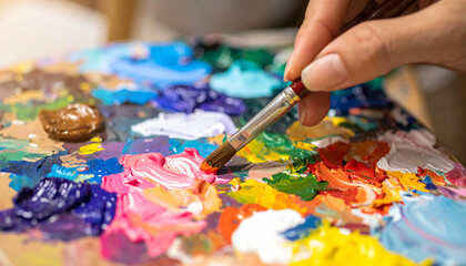 Vibrant Artist Palette: Oil Painting Colors & Brushstrokes