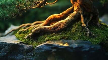 Illuminated Bonsai, A Symphony of Nature, Light, and Tranquility