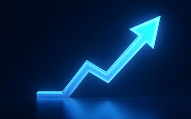 Glowing blue arrow ascends a graph, symbolizing growth and progress. High quality