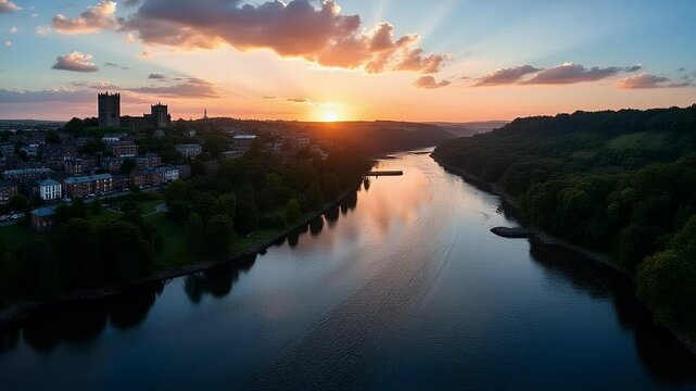 panoramic drone, shot for a river