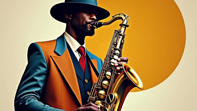 jazzman dressed  vibrant outfit