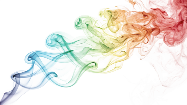 Rainbow smoke swirls isolated on a white background png