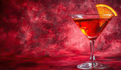 Red cocktail in martini glass
