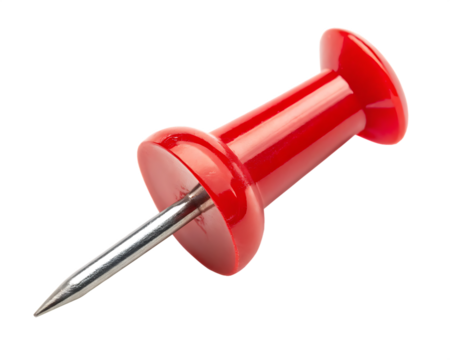 Red push pin isolated on white background png isolated on a white background