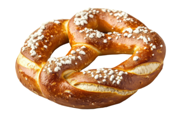Soft pretzel in transparent png format perfectly isolated and displayed on a clean white background