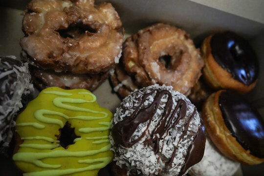 Assorted Delicious Donuts In A Box