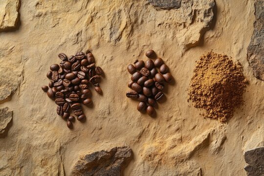 Coffee Beans and Grounds on Stone