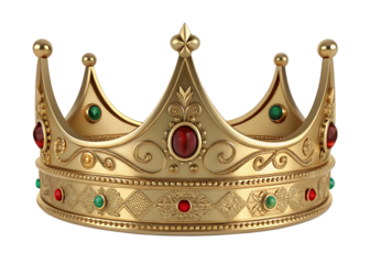 Golden king crown with jewels isolated on a white background png
