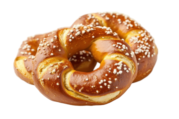 Traditional soft pretzel snack shown in transparent png format on a plain white background