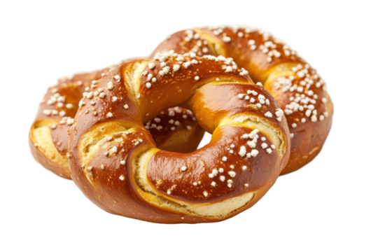 Traditional soft pretzel snack shown in transparent png format on a plain white background