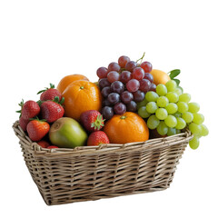  A basket filled colorful fresh fruits [Transparent Background PNG].