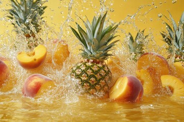 Fresh pineapple and peach splash
