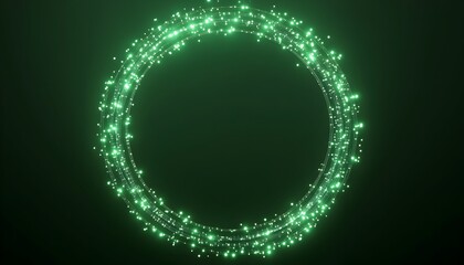 A glowing green circle of light with a dark green background