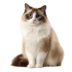 Obraz premium Cute Ragdoll cat sits upright with natural posture,PNG,clipart,transparent,clean and minimal look