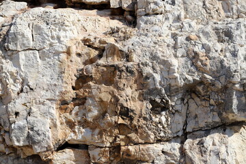 Texture and structure of stone blocks and rocks.