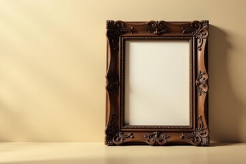 Ornate wooden frame with blank canvas, ready for a cherished memory or artistic expression.