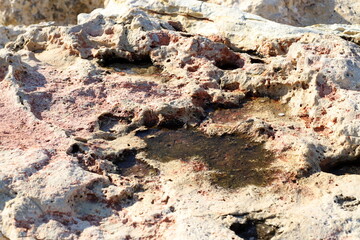 Texture and structure of stone blocks and rocks.