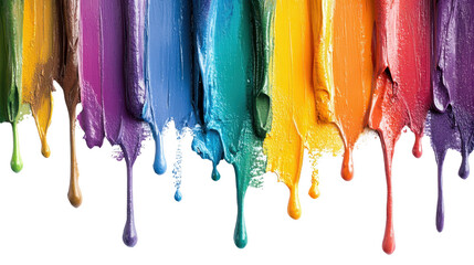 Colorful paint dripping with artistic flow, PNG transparent background
