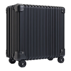 Fototapeta premium Sleek Black Hard Shell Luggage with Smooth Rolling Wheels for Travel Isolated on transparent background