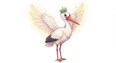 Cute cartoon stork illustration