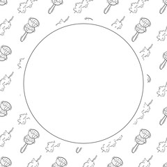 Food frame. doodle fast food circle frame. hand drawn food and beverage frame background. food background