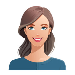 Fototapeta premium Flat Vector. Portrait of only one Woman. Simple Background.