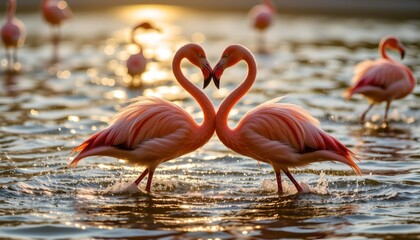  Serene Scene Flamingos Wading