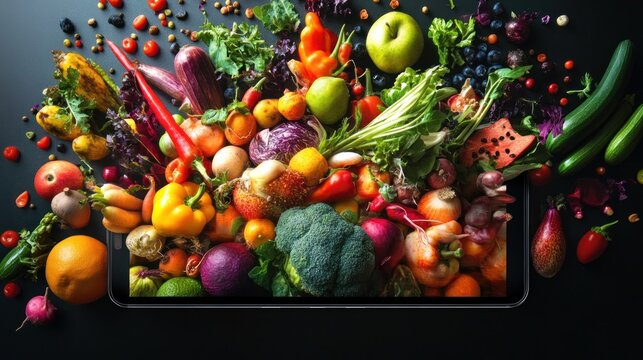 Vibrant harvest on display, A digital bounty of fresh produce