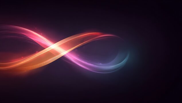 Glowing Infinity Symbol Abstract Art Design with Orange and Purple Light Trails