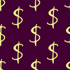 Seamless pattern with dollar currency symbol for decorative print, wrapping paper, greeting cards, wallpaper and fabric