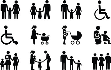 Essential Family & Accessibility: Striking People Vector Icons