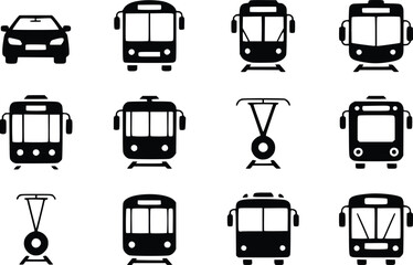 Urban Transit Power: Striking Public Transportation Vector Icons