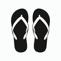 Minimalist Black and White Flip-Flops Illustration ? Modern Beach Icon Design.eps