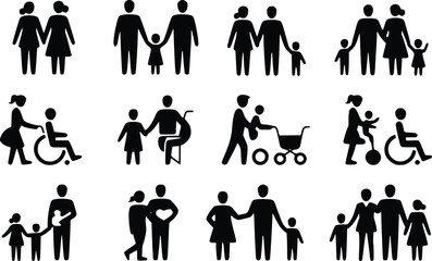 Essential Family & Accessibility: Striking People Vector Icons