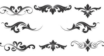 Ornate floral and foliate design elements in black and white