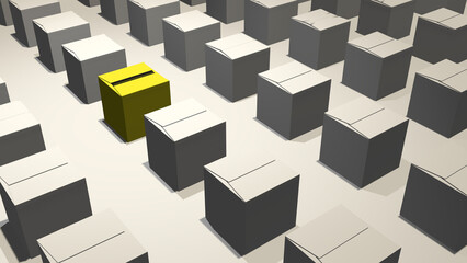 3d render of yellow box in the middle of gray box seamless style 