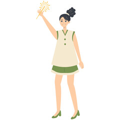 Character of Person Celebrate New Year. Flat Cartoon Vector Illustration.
