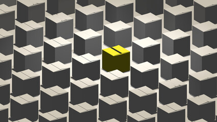 3d render of yellow box in the middle of gray box seamless style 