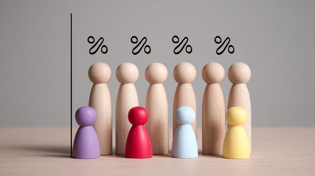 Percentage of People Wooden Peg Dolls Representing Statistics