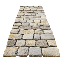 Stone Pathway with Textured Cobblestones for Landscaping Design Isolated on transparent background