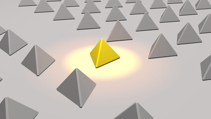 abstract one yellow triangle in the many of gray triangle seamless style background