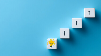 Idea Generation and Growth Concept with Lightbulb and Up Arrows