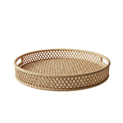 round rattan decorative tray, front-facing
