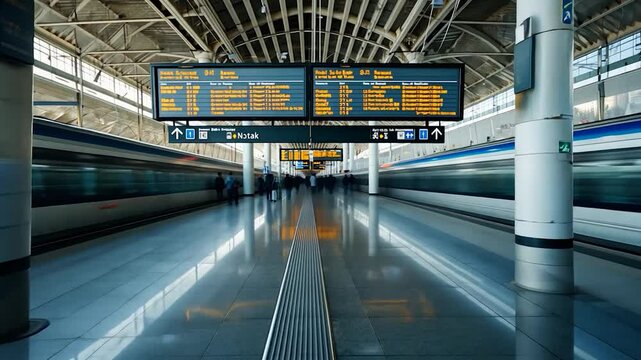 Modern train station interior