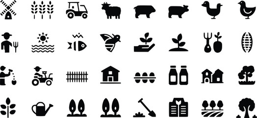 Visualize Agriculture: Dynamic Farm & Harvest Icon Collection