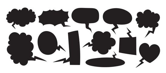 Speech bubble in Hand-drawn style set, Chatting box, Message box, Talk bubble design element, vector illustration