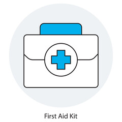 First Aid Kit icon, Compact Medical Kit for Home, Travel & Workplace Safety, Essential First Aid Kit for Emergency Preparedness, vector