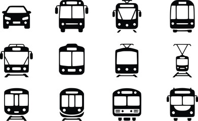 Urban Transit Power: Striking Public Transportation Vector Icons
