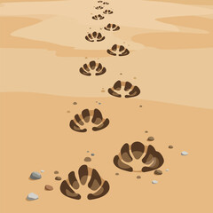 Obraz premium Following Animal Tracks Across Tan Sand in a Desert Landscape